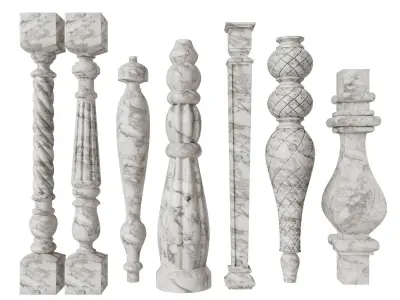 Baluster and railing fence of stairs pack 02 3D model