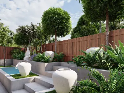  3D Exterior Scene 3D model design garden and landscape 3D model