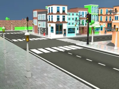 Low Poly City Day Pack Low-poly 3D model