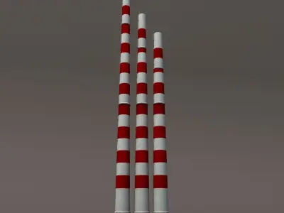 Chimney Low Poly 3d Model three striped straws Low-poly 3D model