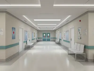 Hospital Corridor and Furniture 3D model