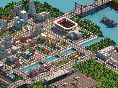 Cartoon City Pack Low-poly 3D model