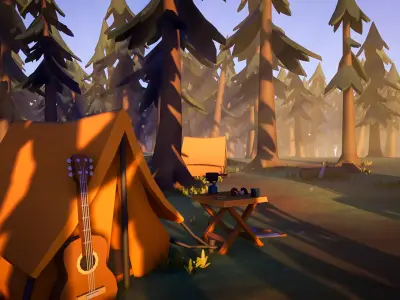 Stylized Camping Pack Low-poly 3D model