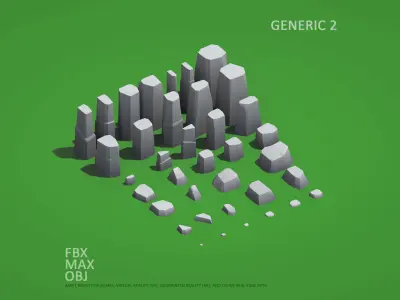 Cartoon Stones Pack1 v2 - Smooth edges with flat faces Low-poly 3D model