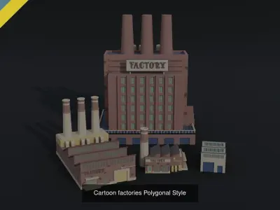 Cartoon City Asset Polygonal Style 3D Model Pack