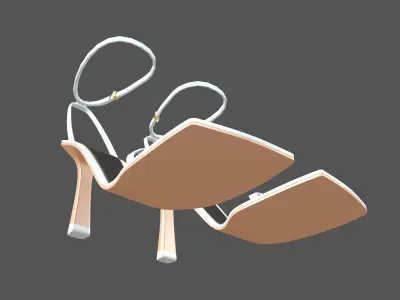 Square Toe Leather Sandals v1 005 Low-poly 3D model
