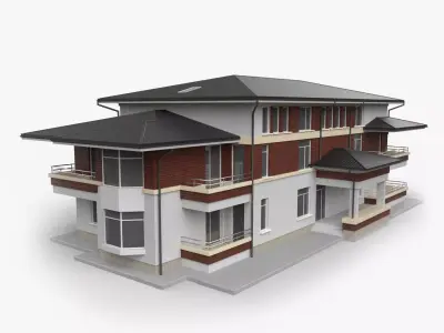 Apartment Building Game Ready Low-poly 3D model