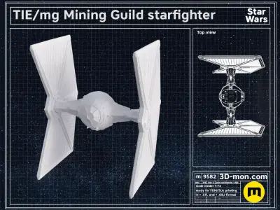 TIE mg Mining Guild starfighter 3D print model