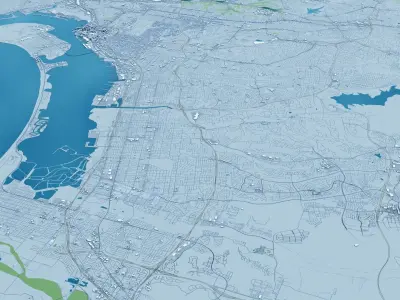 San Diego with Terrain 3D model