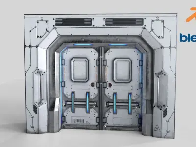 Sci-Fi Door Collection Low-poly 3D model