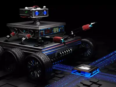 Futuristic Sci-Fi Robotic Vehicle with Glowing Particle Trails   3D model