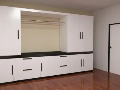 Apartment living room with stairs and dining table 3D model