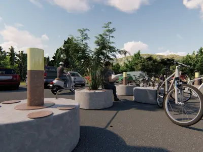 Mobilier urbain assise park a velo Low-poly 3D model