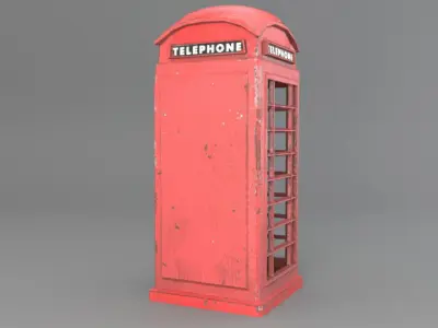 Telephone Booth Low-poly 3D model