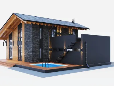Modern swiss chalet 3D model