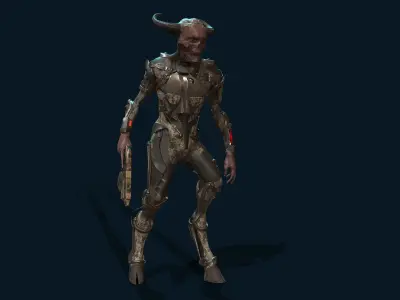 TechnoDaemon 01 Low-poly 3D model