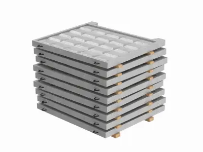 Concrete Fence On Wooden Planks 3D model