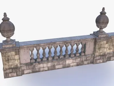 StoneBaluster0001 stone railing Low-poly 3D model