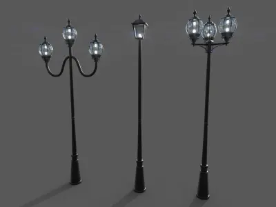 PBR Outdoor Street lamp post Low-poly 3D model