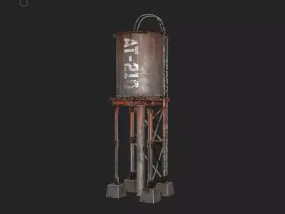 Industrial Water Tank Towers  Game Ready PBR Assets Low-poly 3D model