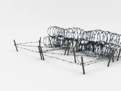 Low Poly Barb Wire Obstacle Low-poly 3D model