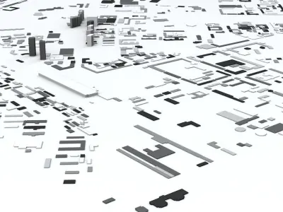 Pyongyang Downtown Area Streets and Buildings 3D model