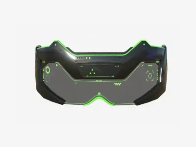 SciFi Glasses F03 Black Green - Character Design Fashion Low-poly 3D model