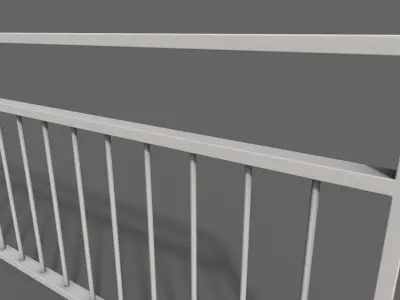 PBR Pedestrian Guard Rail White V3 Low-poly 3D model