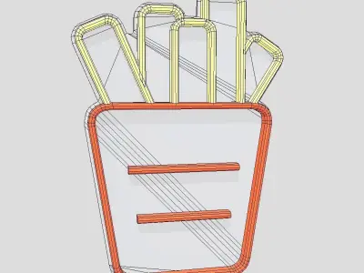 Neon Sign Fries Low-poly 3D model