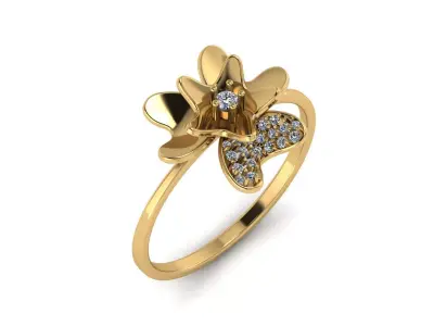 Jewelry Diamond Light Ring Flower 18 3D print model