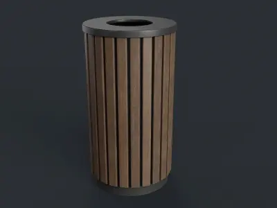 Street Trash Can 40 PBR Game Ready Low-poly 3D model