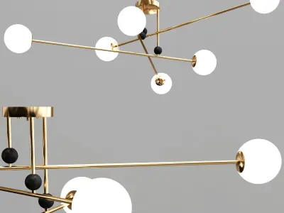 JESII gold chandelier with two balls hanging from it 3D model