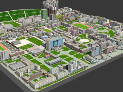 Real city  Low-poly 3D model