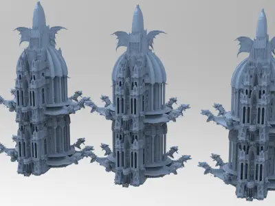 Golden Tower Lunar glass dome  3D model