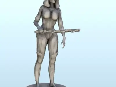 Sexy humanoid alien warrior with sword 11 - Future Sci-Fi SF Pos 3D print model