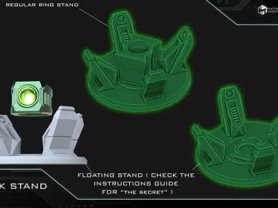 Green Lantern ring with levitating stand 3D print model