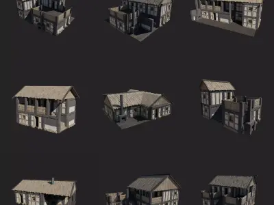 CRAFTSMAN MASONRY WORKSHOP BUILDINGS STORE SMITHY COLLECTION Low-poly 3D model