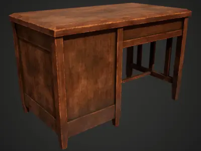Stylized Writing Desk Low-poly 3D model