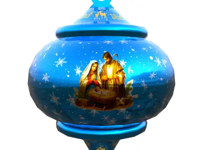 Festive Blue Bauble Nativity Scene 3D Model PBR  Low Poly Low-poly 3D model