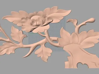 Bed door flower 3D relief STL model for CNC engraving E550 3D model