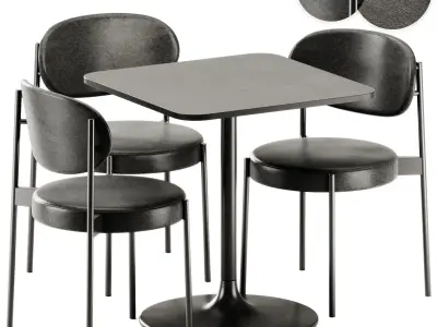 Casual Square Table by Bene and Series 430 Chair by Verner 3D model