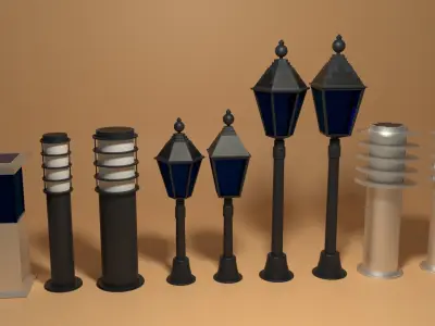 Solar Garden Light Collection 3D model