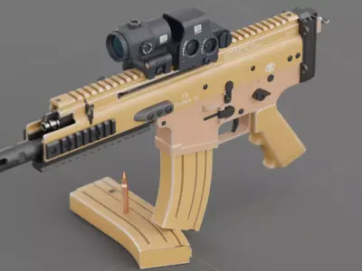 FN Scar 15P with Eotech Optics Low-poly 3D model