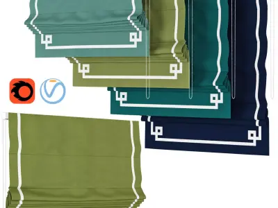Roman Curtains 50 Loganova DARK BLUE GREEK KEY DESIGN 3D model