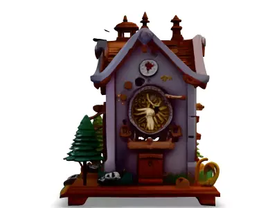 LowPoly Cartoon Clock House Low-poly 3D model