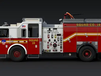  Fire Truck FDNY Squad with Interior 