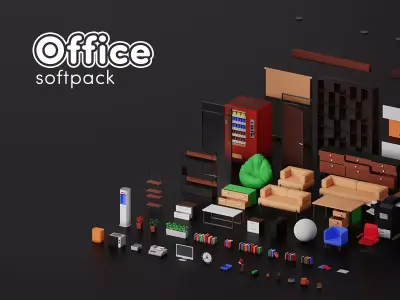 Office Props Softpack Low-poly 3D model