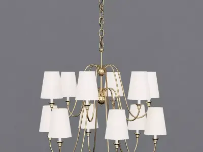Catalog brass chandelier with shades 3D model purchase