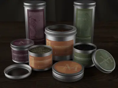 Round Tea Tins with Slip Lid Set 3D model