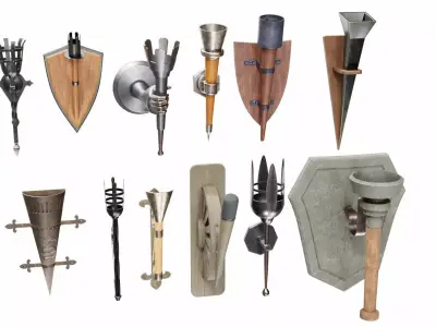 Torch collection lord of rings wall sconce 3D model